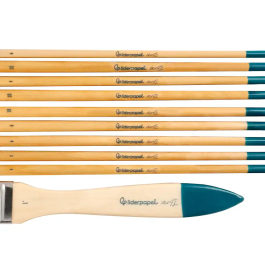 Liderpapel Pinceles Sintéticos 10 Unidades Puntas y Tamaños Surtidos Bolsa Certificado FSC