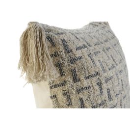 DKD Home Decor Funda Cojin Moderno Beige 60 x 60 x 3 cm Algodon Polyester Flecos (4 Unidades)