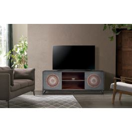 Giner y Colomer Mueble TV Mango y Metal Gris/Marrón 150 cm