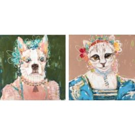 DKD Home Decor Cuadro Moderno Perro Gato Pintado a Mano Lienzo y Pino Multicolor 90x90 cm Set de 2 Unidades Precio: 78.64758. SKU: S3028213