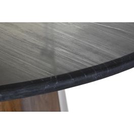 DKD Home Decor Mesa de Comedor Cuadrada Moderna Madera de Mango y Mármol Negro Marrón 120x120x76 cm Desmontable
