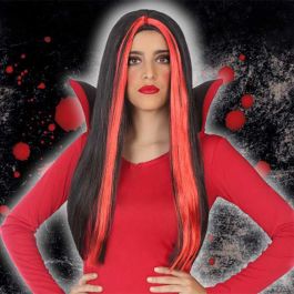 Peluca Vampiresa Larga Lisa Roja para Halloween - Accesorio de Disfraz Adulto