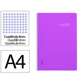 Carlin Cuaderno Espiral A4 Tapa Plástico 80 Hojas 90gr Cuadro 4mm con Margen Violeta Precio: 5.082. SKU: B18RFDSYYK