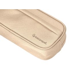 Estuche Portatodo Liderpapel Classic Ovalado 2 Cremalleras Con Bolsillo Delantero 210x90 mm Crema