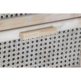 DKD Home Decor Mesita de Noche Balines Rejilla 20 Natural Caucho Ratan 30 x 54 x 40 cm