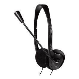 LogiLink Auriculares Diadema Estéreo con Micrófono HS0052 - Alámbrico, 3.5mm, para Oficina/Centro de Llamadas, Negro