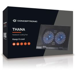 Conceptronic Base Refrigeración para Portátiles hasta 17" con 2 Ventiladores Ultrasilenciosos Ajustable