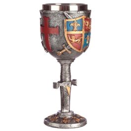 Copa Medieval con Escudo y Espada de Resina y Acero Inoxidable - 18cm