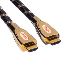 ROLINE 11.04.5690 Cable HDMI UHD 1m, HDMI 2.0, 18 Gbit/s, 4K UHD 3840 x 2160, Negro y Oro