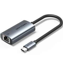 Vention CFPHB - Adaptador USB Tipo-C a RJ45 Gigabit Ethernet 10/100/1000Mbps Gris, Carcasa Aluminio