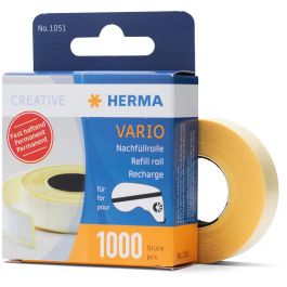 HERMA 1051 Vario Nachfüllrolle fest haftend, 1000 Klebestücke de papel blanco, 12x13 mm