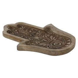 DKD Home Decor Bandeja Vaciabolsillos de Madera de Mango Estilo Indio Hamsa Grabado Natural Blanco 30x20x2.3 cm Pack 2 Unidades Precio: 16.50000044. SKU: B175J97JGW