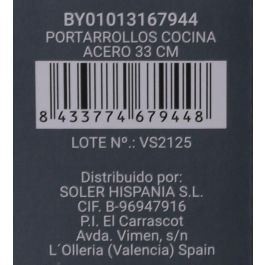 Confortime Portarrollos de Cocina en Acero, 33 cm de Alto x 15 cm de Ancho y Largo (12 Unidades)