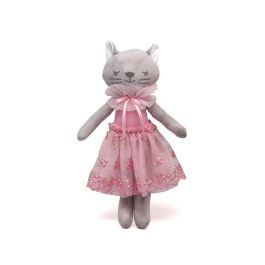 KioKids Muñeca de Trapo Gato Tierno con Falda Rosa para Bebés +10 Meses Multicolor de Poliéster