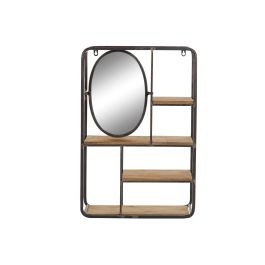 DKD Home Decor Estantería Loft con 4 Estantes de Metal y MDF, Marrón Claro/Negro, 39.5x13.2x60.3 cm
