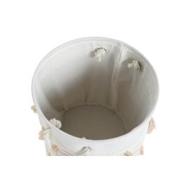 DKD Home Decor Cesta Boho Beige Mostaza Algodón Poliéster Flecos Set de 3 Piezas 43 x 45 x 43 cm