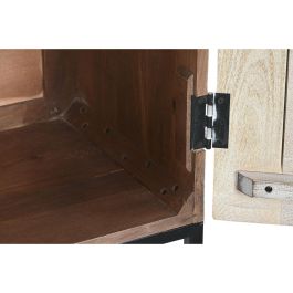 DKD Home Decor Armario Indio Desmontable Blanco Negro de Mango y Metal, 180 cm Ancho x 40 cm Fondo x 160 cm Alto, 4 Puertas, 2 Cajones