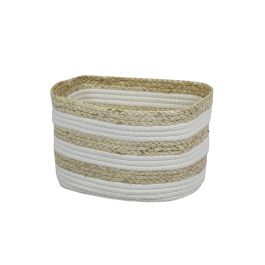 DKD Home Decor Cesta Decorativa de Fibra Bicolor Blanco y Beige para Almacenamiento, 20 cm Largo x 28 cm Ancho x 18 cm Alto Precio: 11.10054. SKU: S3028895