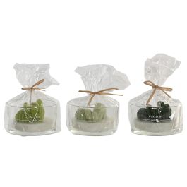 DKD Home Decor Vela Tropical Blanco Verde Cera Parafina Cristal 10 x 6 x 10 cm (12 Unidades)