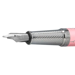 Belius Bella Pluma Aluminio Color Rosa Diseño Plateado Relieve Tinta Azul Caja