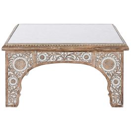 Mesa Centro Indio DKD Home Decor Natural Blanco 81 x 45 x 81 cm