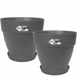Elho 9220302142541 Set 2 Maceteros Redondos Vibia Campana + Loft con Plato - Ø29.8xH25.8cm - 22 L - Negro Precio: 39.49999988. SKU: B18PARCZP4