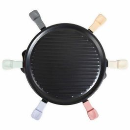 Livoo DOC207P Raclette para 6 personas, 800W con grill extraíble, 6 espátulas y 6 ollas para fondue