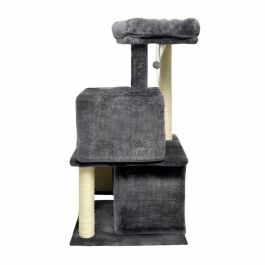 FLOPI Rascador para gatos gris oscuro - 44,5 x 48 x 86 cm - Gris oscuro - 1 plataforma, 1 pelota de juego, 2 casetas, 1 rampa