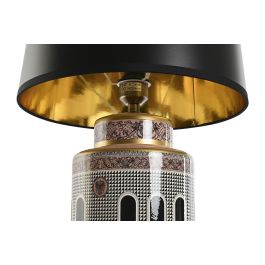 DKD Home Decor Lámpara Sobremesa Jing Door Neoclásico Porcelana Multicolor Negro Dorado Melocoton 40 x 40 x 67.5 cm