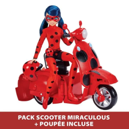 Bandai P50668 Miraculous Switch'n Go Scooter + Ladybug Lucky Charm Muñeca Articulada 26 cm