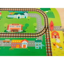 Cefa Alfombra de foam Tren City Adventures con circuito, tren a batería, accesorios y 59 piezas para +3 años