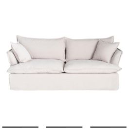 Sofá 3 Plazas Crema Tejido 221 X 103 X 72 cm