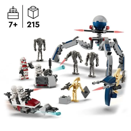Lego 75372 Star Wars Paquete de Batalla de Soldados Clon y Droides de Batalla con Moto Speeder y Minifigura
