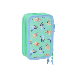 Portatodo Triple Bluey Sisters Verde Agua 12,5 x 19,5 x 5,5 cm 37 Piezas