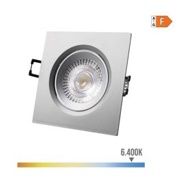 Edm Downlight LED empotrable cuadrado 5W 6400K luz fría, color cromo, 9x9 cm