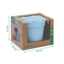 KioKids Set Juego de Playa 100% Silicona Azul de 5 Piezas (Cubo, Pala, 3 Moldes) para Niños +18 Meses Suave y Seguro