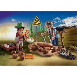 Playmobil 71805 Excavación Paleontológica con Fósiles, Herramientas, Cámara y Huevo de Dinosaurio - Juego Ciencia Niños +4 años