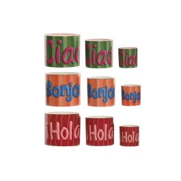 DKD Home Decor Macetero Multicolor Cerámica 13.6 x 11.8 x 13.6 cm Set de 3
