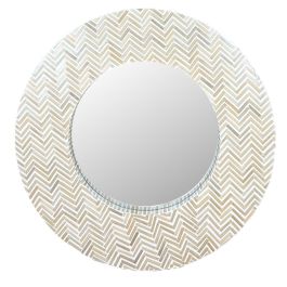 DKD Home Decor Espejo de Pared Tropical Raviet de Bambú y Resina Marrón/Blanco 100x100 cm con Mosaico Precio: 149.49999999. SKU: B1KGEPYCKM