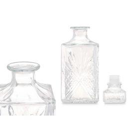 Vivalto Licorera Tallada Rombos de Vidrio Transparente, 900 ml, 9x23.5x9 cm (12 Unidades)