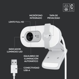 Logitech Webcam Brio 100 Blanco Full HD 1080p USB Plug and Play con Tapa de Privacidad Integrada