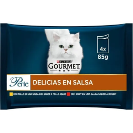 Purina Gourmet Perle Delicias en Salsa Pollo y Buey 12 Paquetes de 4 Sobres de 85g Precio: 34.4999996. SKU: B148LH4DH9