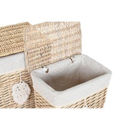 DKD Home Decor Cesta de Ropa Boho Natural 35 x 55 x 47 cm - Set de 5 Cestas de Mimbre y Poliéster