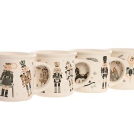 DKD Home Decor Taza de Porcelana Navidad Fantasía Cascanueces 365ml Apta Microondas y Lavavajillas Pack 12 Unidades Multicolor Surtido Aleatorio