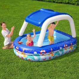 Bestway Piscina Hinchable Infantil Techo Desmontable Barco con Volante 213x155x132 cm +3 Años Jardin 54370