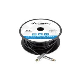 Lanberg CA-HDMI-20FB-0800-BK Cable HDMI Macho/Macho V2.0 de 80m, 4K HDR 18Gbps con Conectores Dorados, Negro