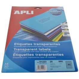 Apli Etiquetas Adhesivas Transparentes 48,5x25,4 mm, 880 Etiquetas, Caja 20 Hojas A4, Láser/Inkjet/Fotocopiadora Precio: 23.89000042. SKU: B1JNXQ3LTH