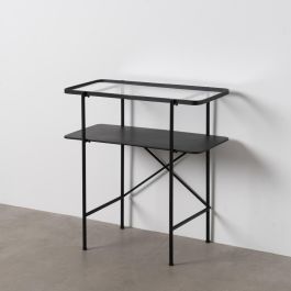 Consola Negro Metal-Cristal 70 X 33,50 X 75 cm