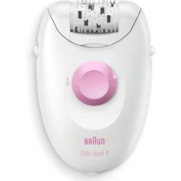 Braun 1-010 Depiladora Eléctrica Silk-épil 1, 20 Pinzas MicroGrip, 2 Velocidades, para Pelo Corto, Rosa y Blanco