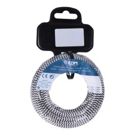 Edm Carrete de cable cordón tubular H03VV-F 2x0,75 mm² rallado blanco/negro 5m